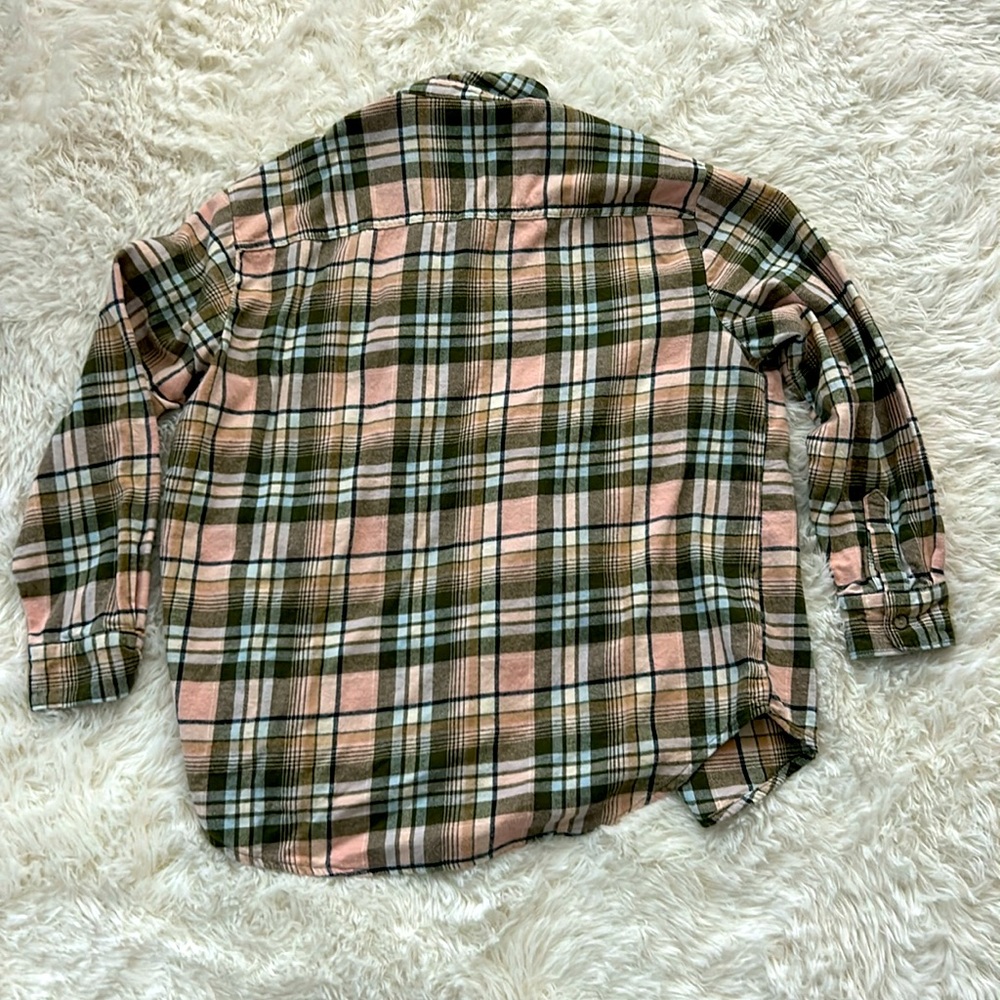 Old Navy Boyfriend Flannel Shirt - Peach/Green - Picture 3 of 3